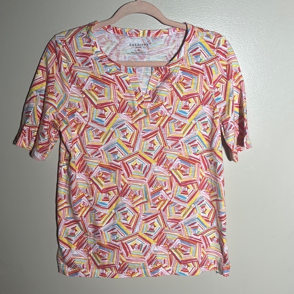 Talbots Colorful Printed Top | Petite Small